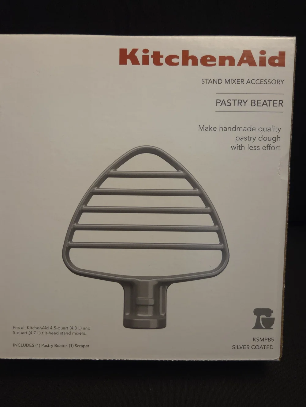 KitchenAid Silver Pastry Beater - Stand Mixer Accessory